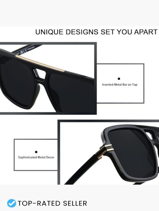 Oversized Square Aviator Sunglasses Retro Trendy Big Rectangle Polarized